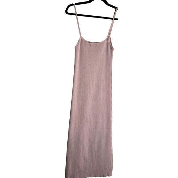 Olivaceous Slip Maxi Dress Women Medium Pink Ribbed Minimalistic Neutral Soft - Picture 2 of 6